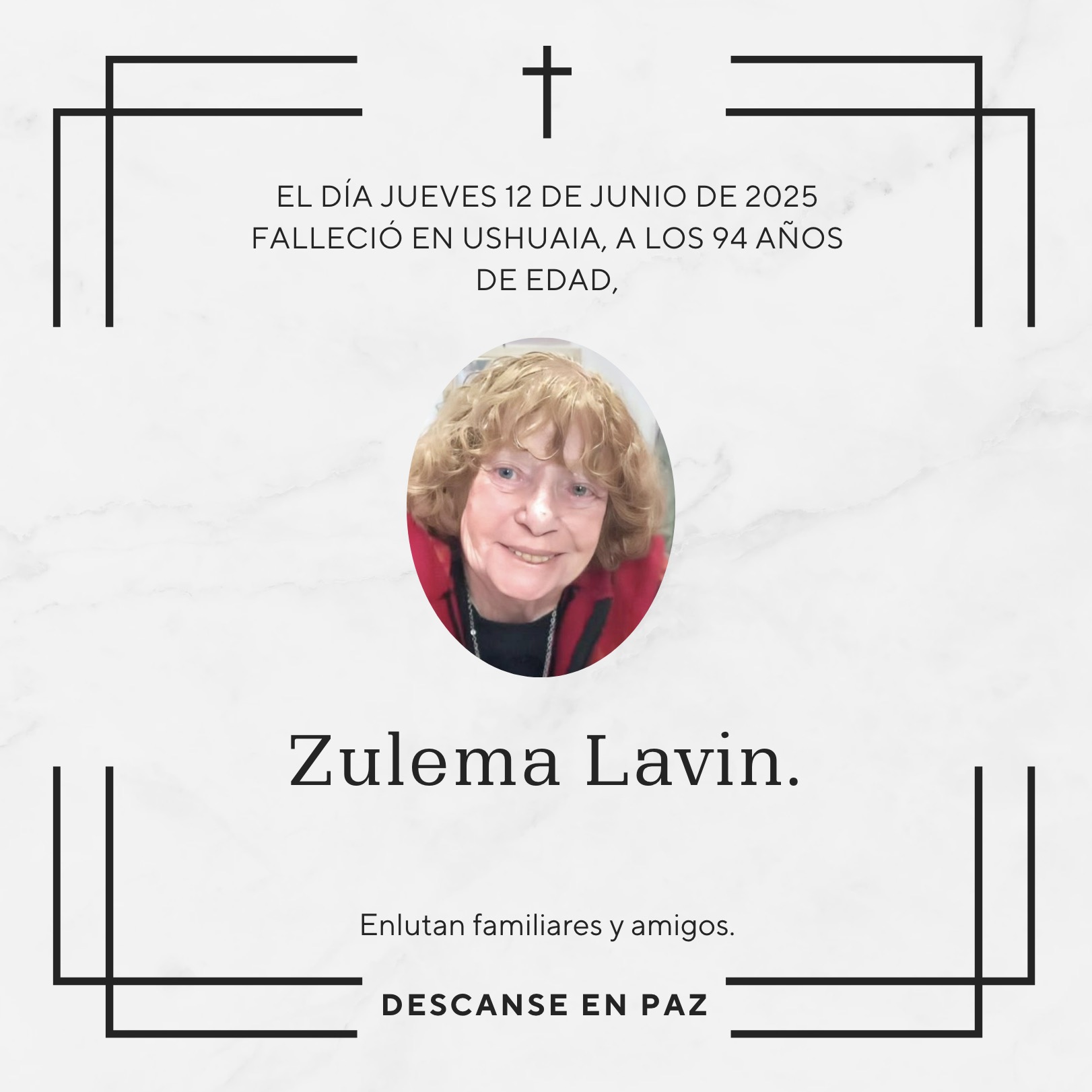 Fallecimiento | Zulema Lavin.